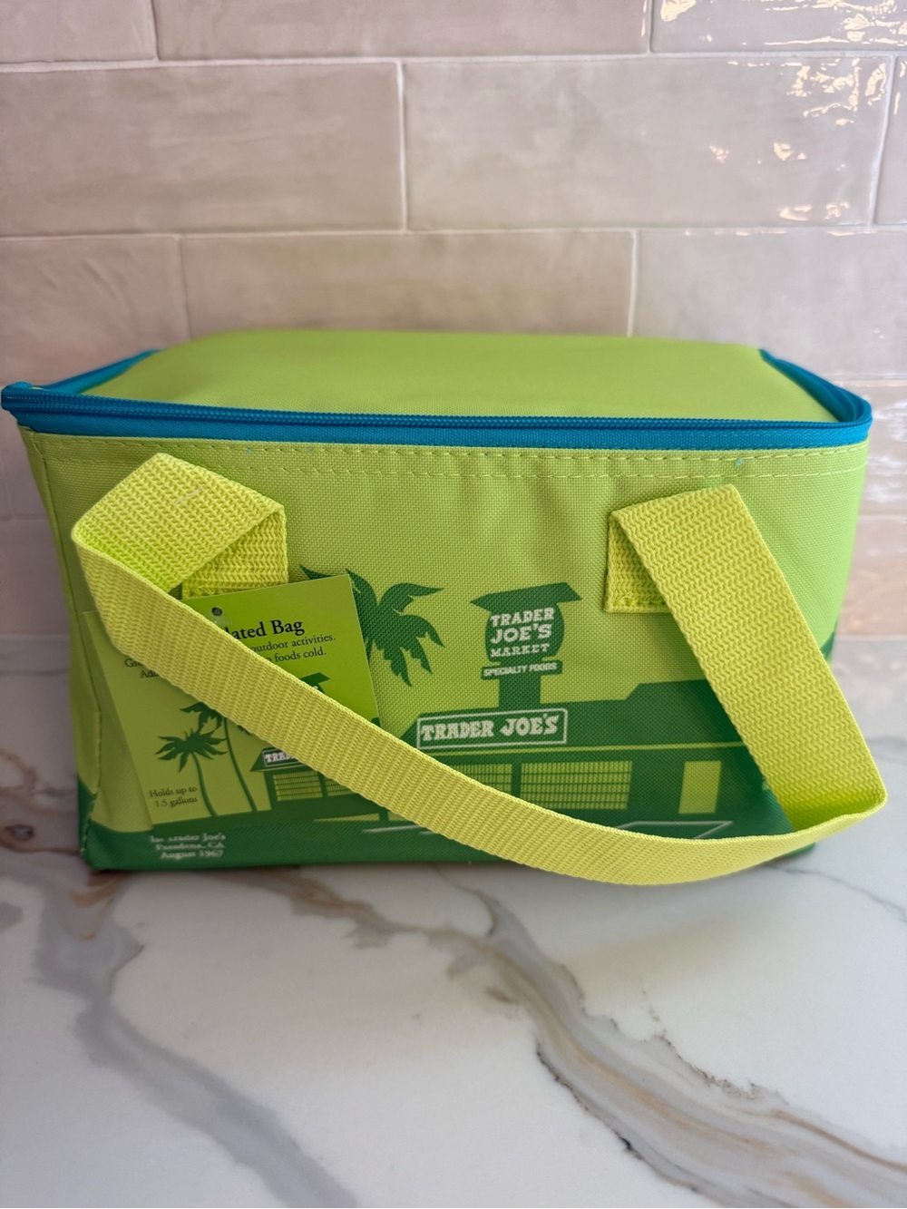 NWT Trader Joe's Palm Green Mini Insulated Lunch Tote Bag